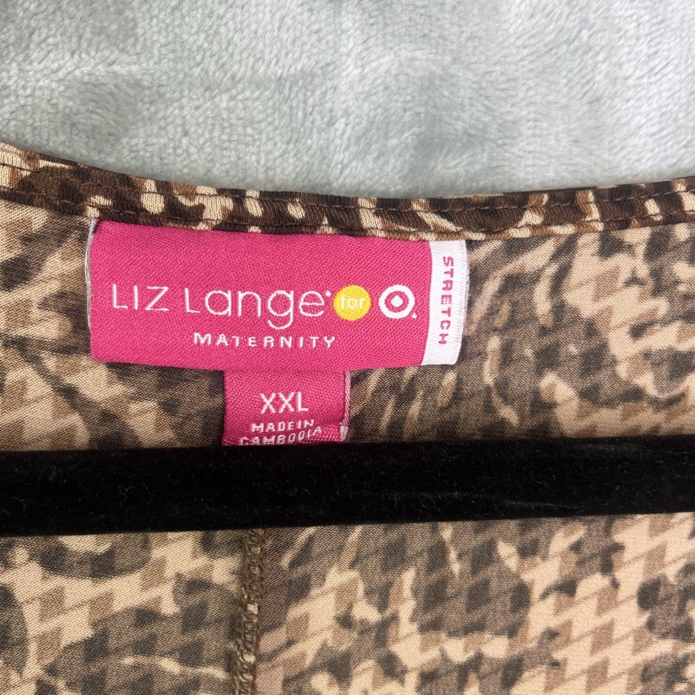 Liz Lange Maternity Womens XL Brown Paisley Stretch Long Sleeve Pullover Top EUC - Picture 4 of 6